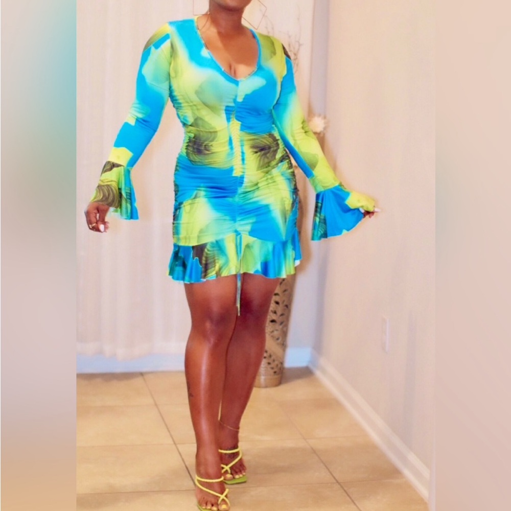 Blue Abstract Printed Dress